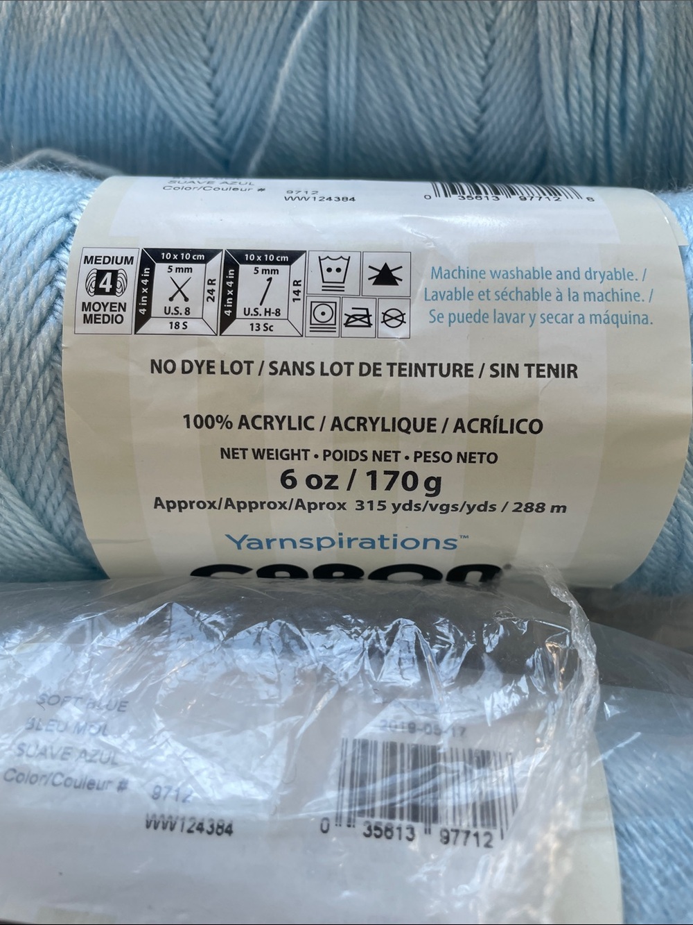 Caron Simply Soft Acrylic Yarn - Light Blue - Picture 3 of 3